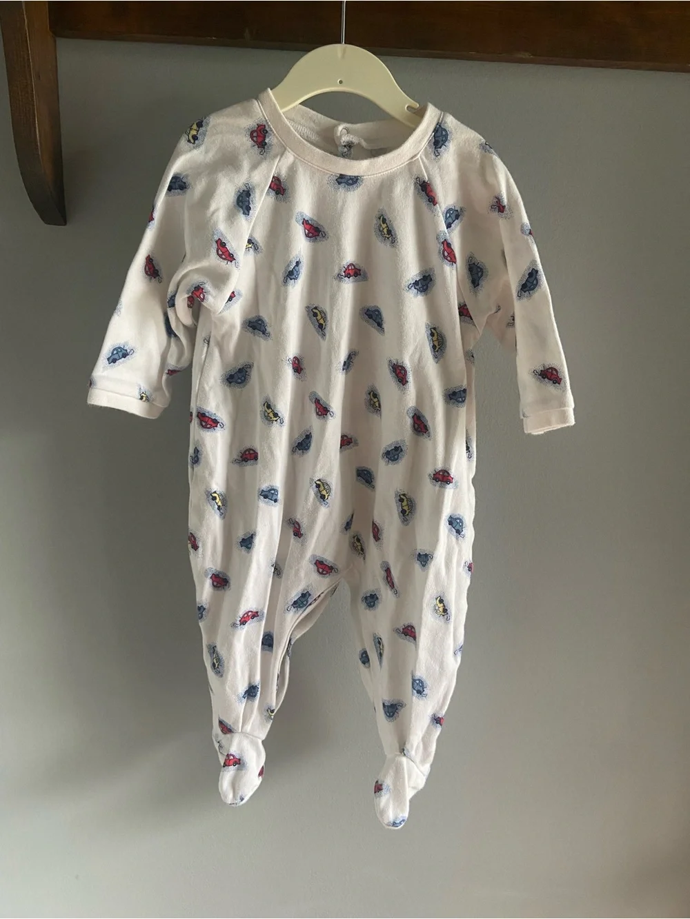 Boutique Oversized Baby Boy Sleeper with Cars Size 12M